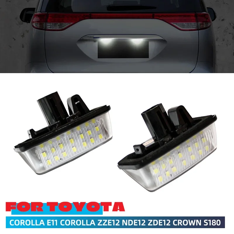 2pcs LED License Plate Light For Toyota Corolla Crown S180 Noah Voxy Starlet EP91 Previa ACR50 GSR50 12V White Car Number Lamp