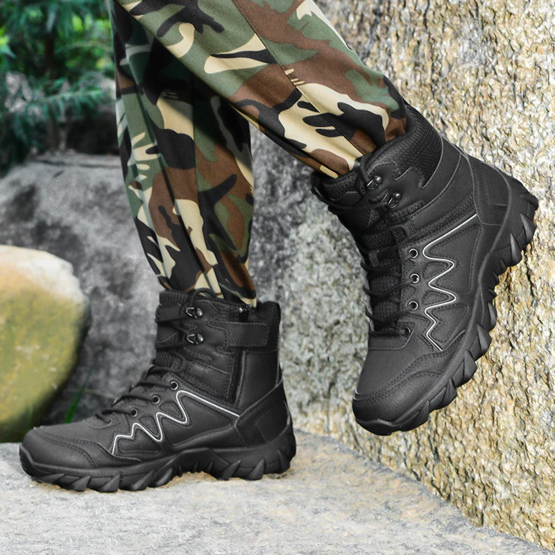 Mens Outdoor Hiking Boots Desert Combat Tactical Boots Male Winter Shoes Men Desert Ankle Boots Work Safety Shoes Big Size 39-46