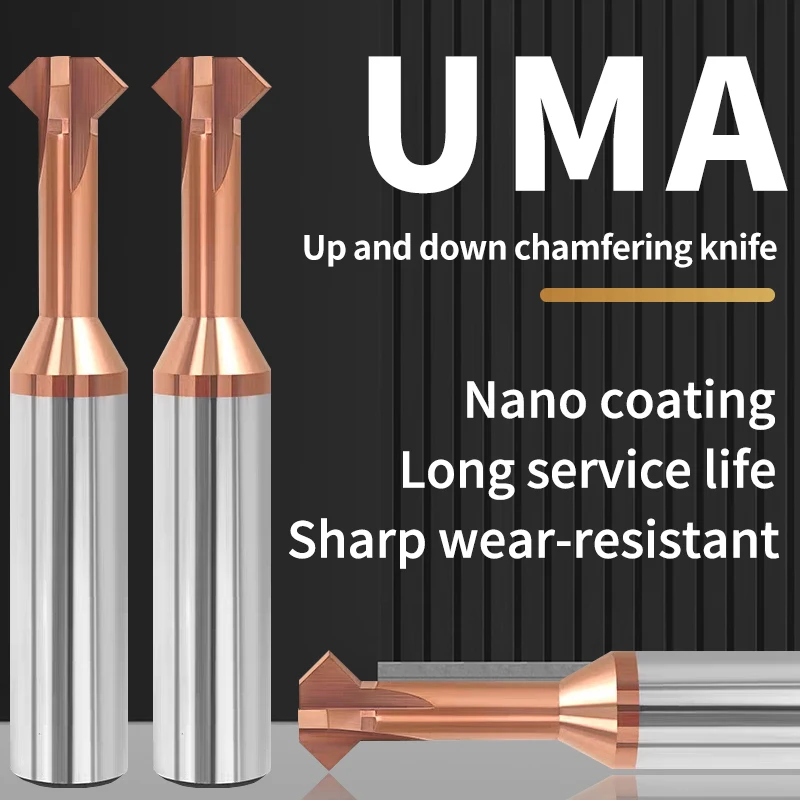 GULING Tungsten Steel Carbides 60° 90° 120° Upper And Lower Inner Hole Chamfering Milling Cutter CNC Double-Sided T-Shaped Tool