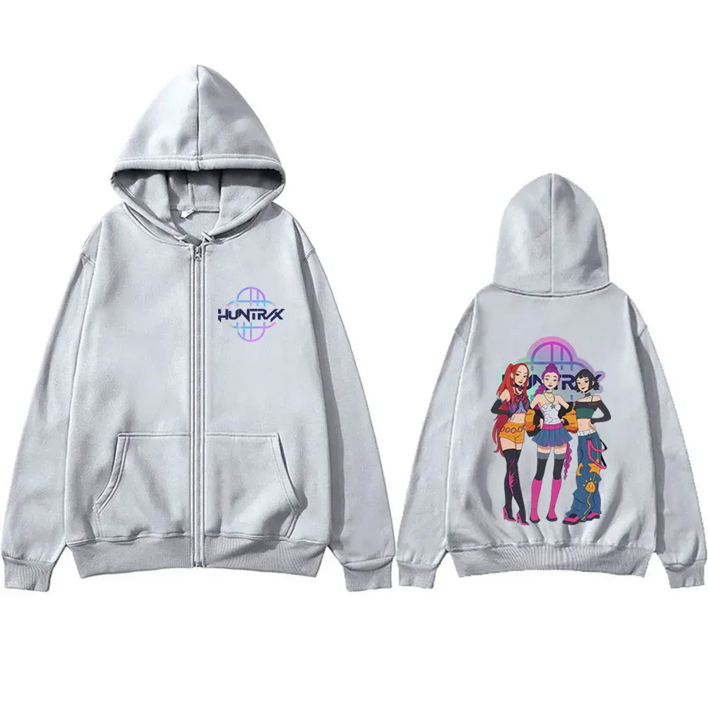 Movie KPop Demon Hunters Rumi Mira Zoey Graphic Zipper Hoodie Men Women Korean Fashion Trend Zip Up Hoodies Unisex Streetwear