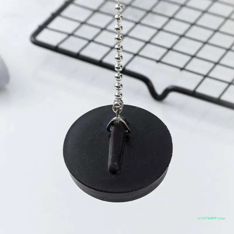 Universal Rubber Sink Plug with Chain Bathroom Drain Stopper for Kitchen 40mm