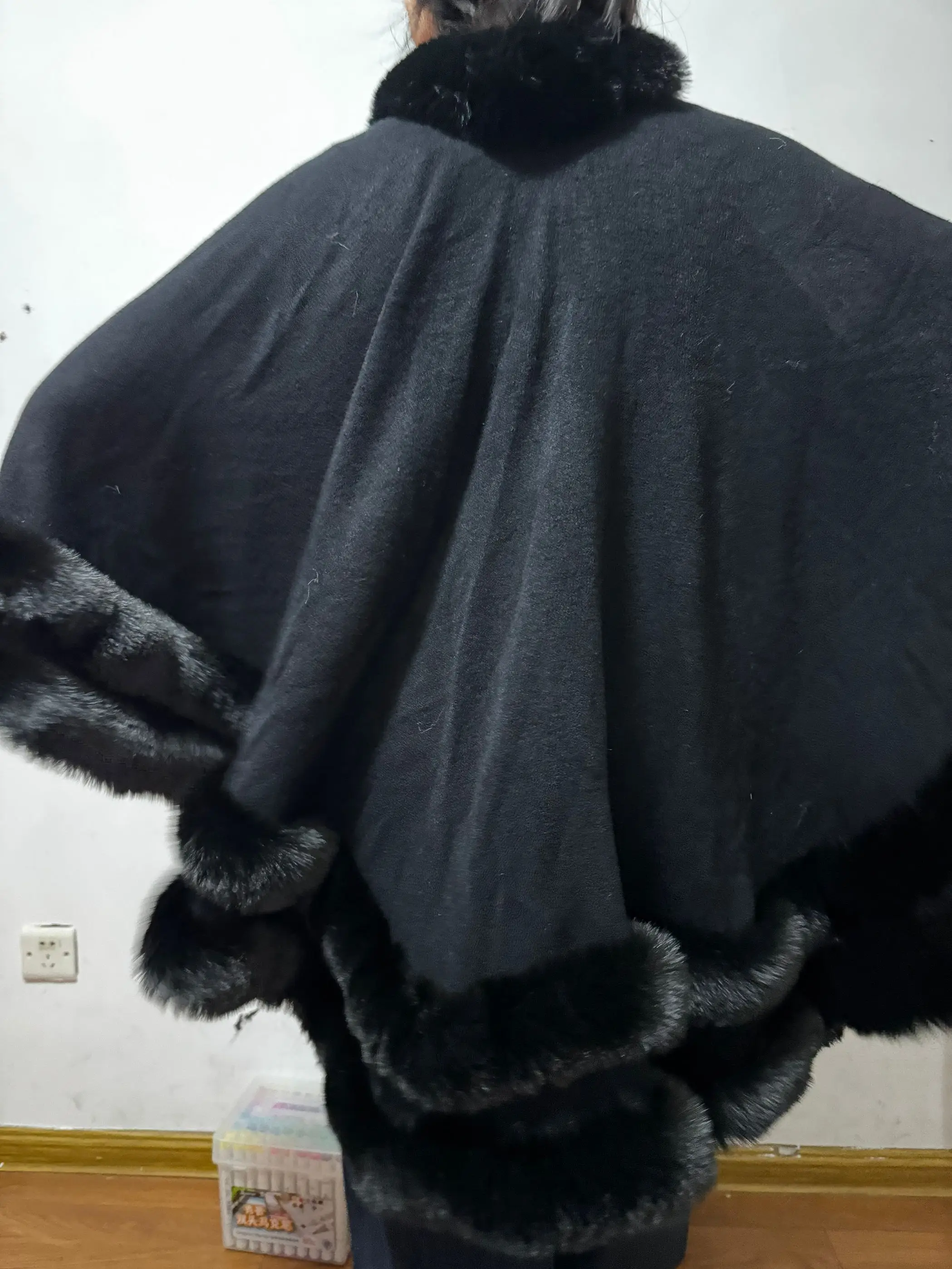 2024 Women 2 Circle Wraps Long Faux Rabbit Fur Cape Poncho Winter Loose Thick Warm Shawl Outerwear Knitted Cloak Overcoat 11 Sd17b458585de4ff28df35087defc5dbaR