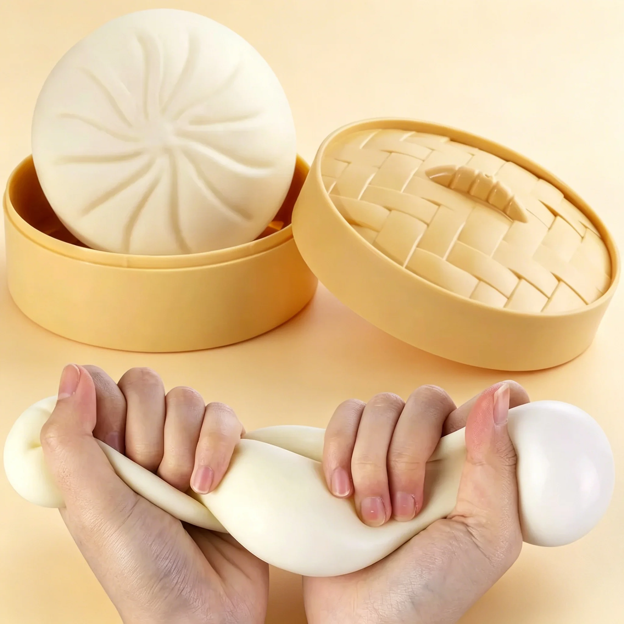 New Colorful Simulation Food Dumpling & Bun Squishies with Steamer Soft Fun Squeeze Stress Ball Lovely Fidget Sensory Toy