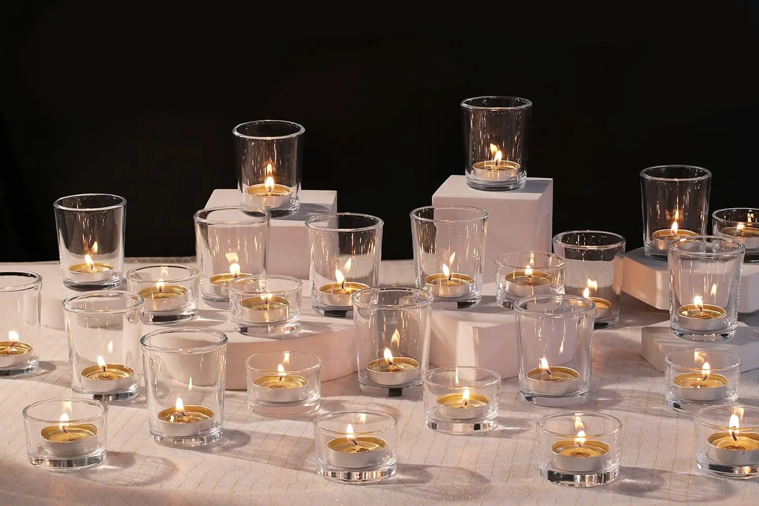 

72pcs Clear Glass Votive Candle Holders for Wedding Centerpieces, Tealight Holders Party Decor