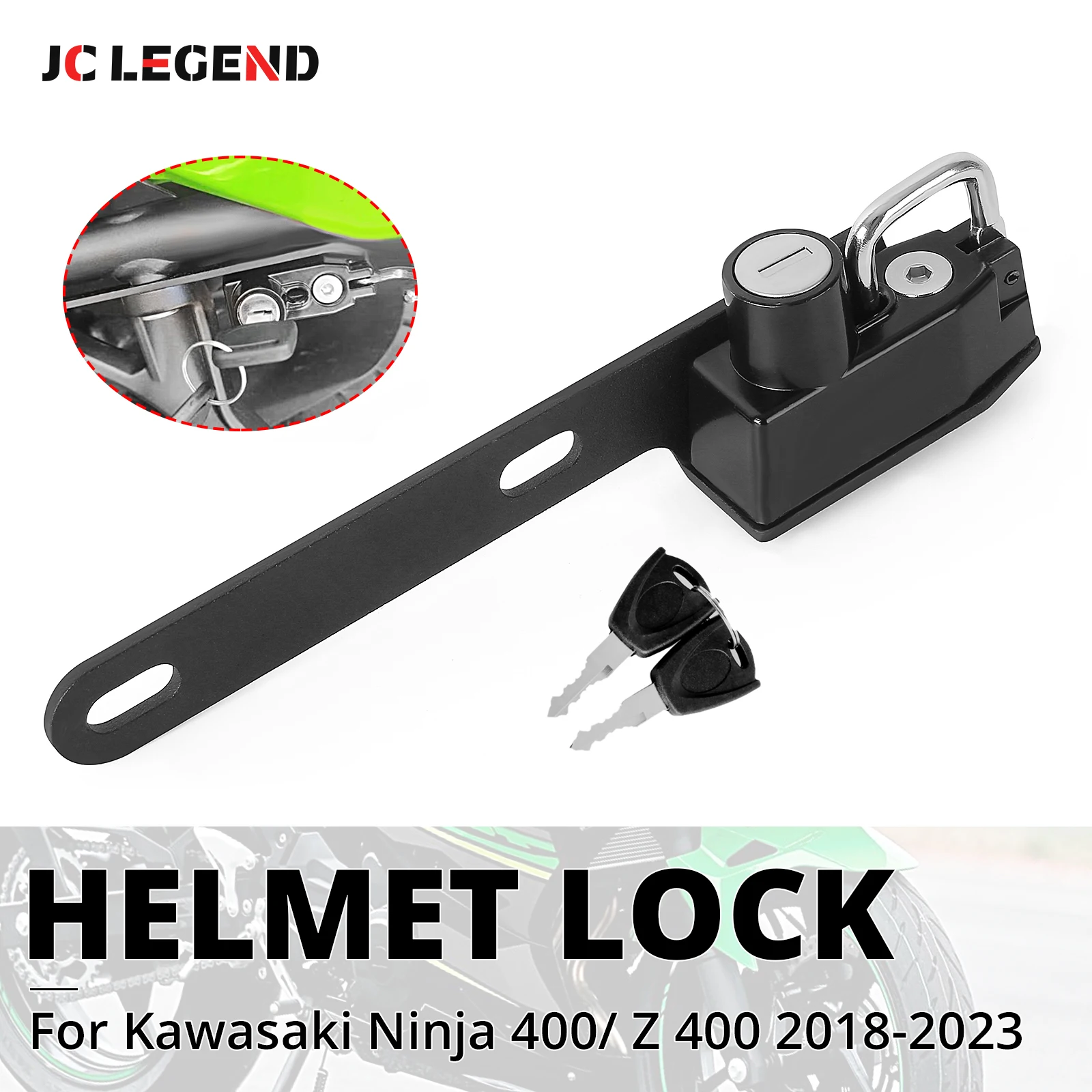 Motorcycle Helmet Lock Anti-Theft with 2 Keys Kit Fit for Kawasaki Ninja 400 Z400 2018 2019 2020 2021 2022 2023 2024