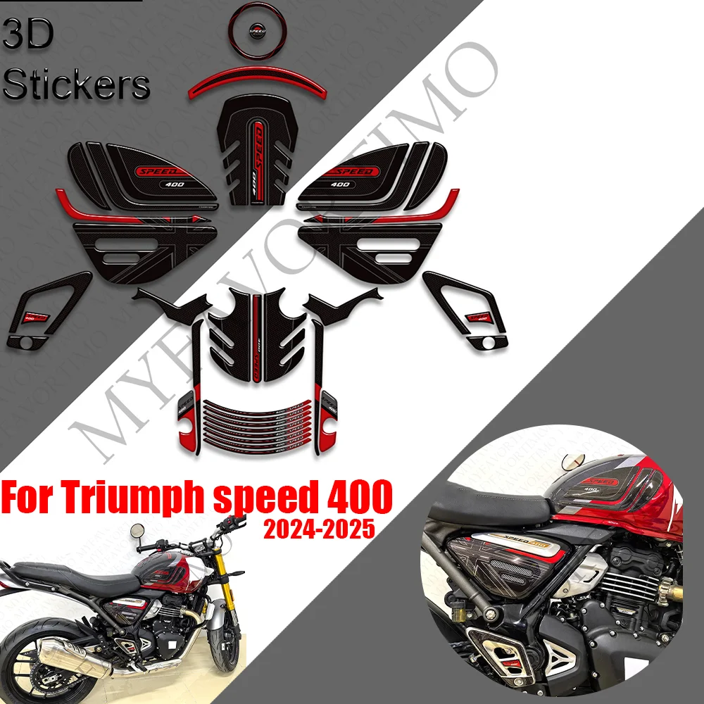 

For Triumph speed 400 moto Protector Tank Pad Side Grips Gas Fuel Oil Kit Knee Fairing Fender Wheels Stickers Decals 2024 2025