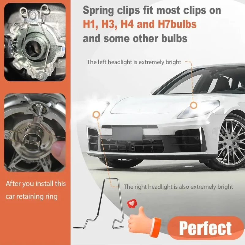 Fit 9PC Fixing Spring Clip Headlight Fixing Cliheadlightclip Tools Suitable For H1 H3 H4 H7 Headlight Clip Interior Accessories.