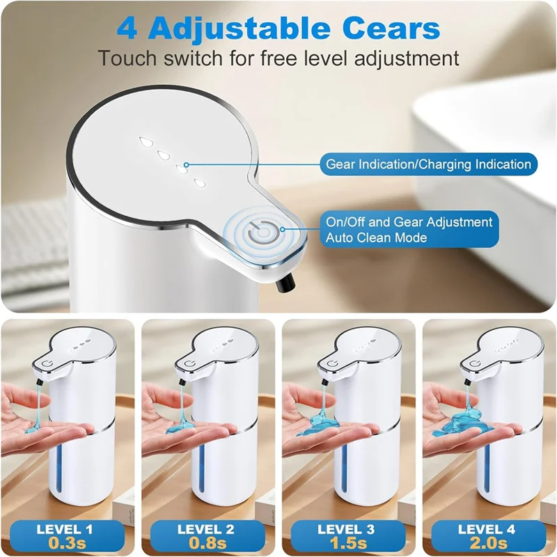 B98A-1200Mah Dispenser automatico di sapone, montaggio a parete, adatto per cucina, bagno e uso scolastico