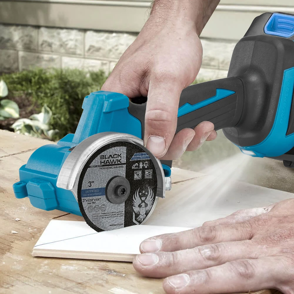 Brushless 76mm Mini Angle Grinder 3 Inch Cordless Mini Cutting MachineWith Blades Wood Power Tools for Makita 18v Battery