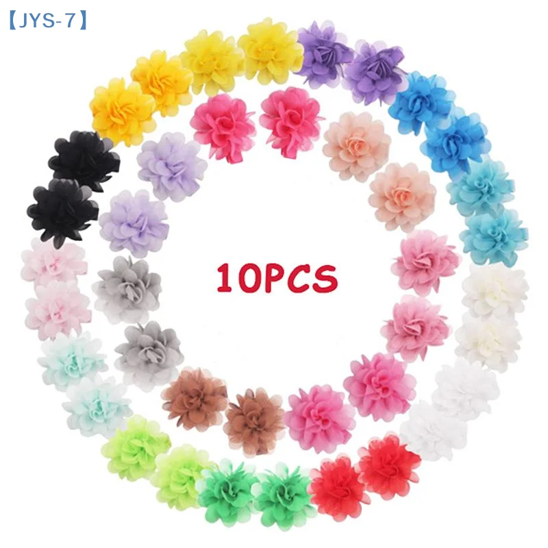 

10PCS 3.5CM Chiffon Flower Hair Bows Fully Lined Flower Tiny Hair Clips Fine Hair Girls For Infants Toddlers Set【JYS-7】