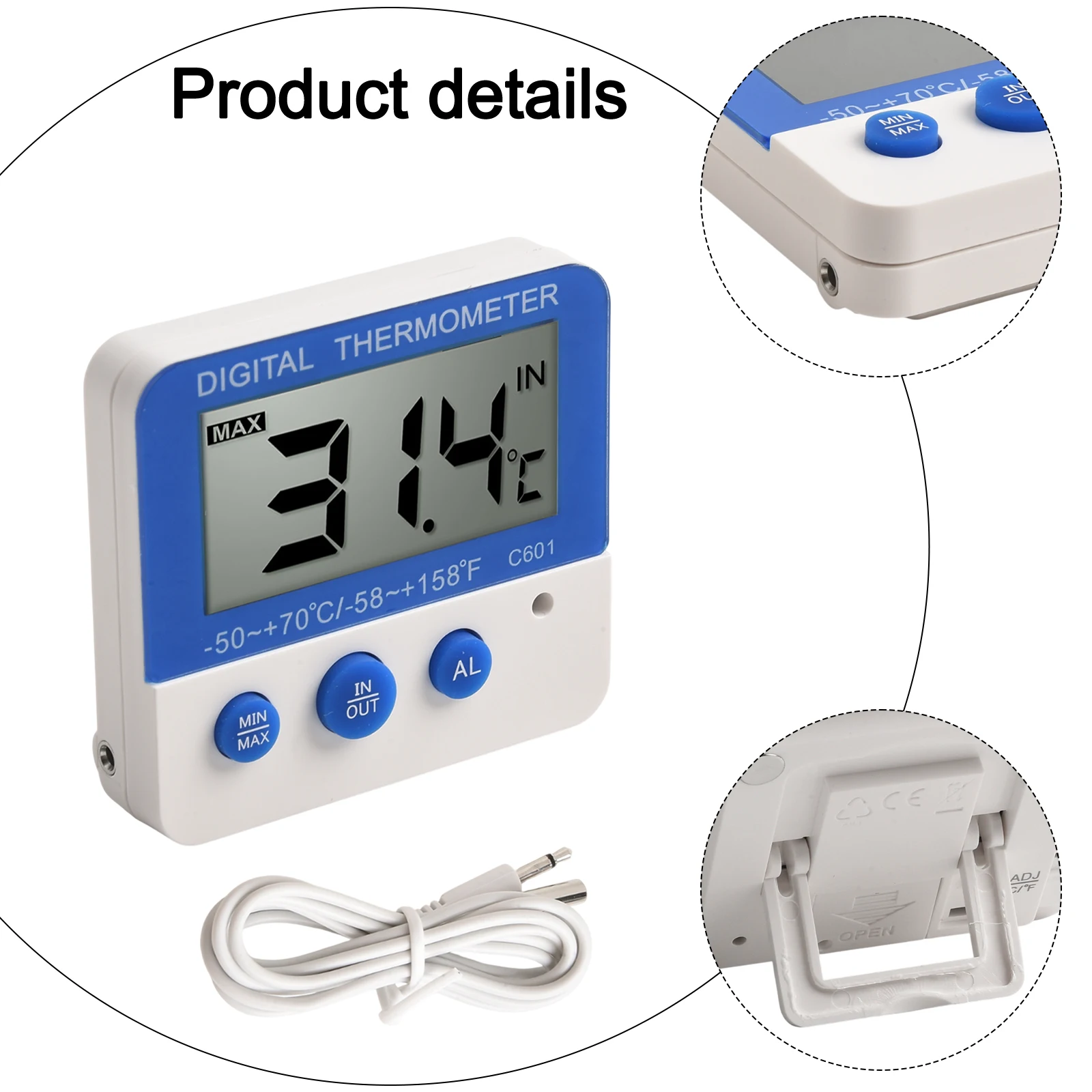 Humidity Control Indoor Temperature Humidity Meter Compact Portable Thermometer Easy-to-Read Display High Low Temperature Alerts
