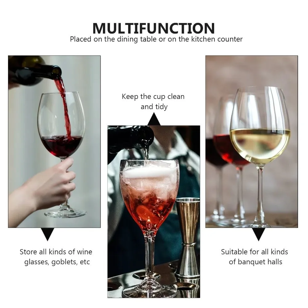 

Simple Desktop Wine Glass Stand Iron with 6 Hooks Storage Rack Wine Glass Holder For Kitchen Bar Living Room Office