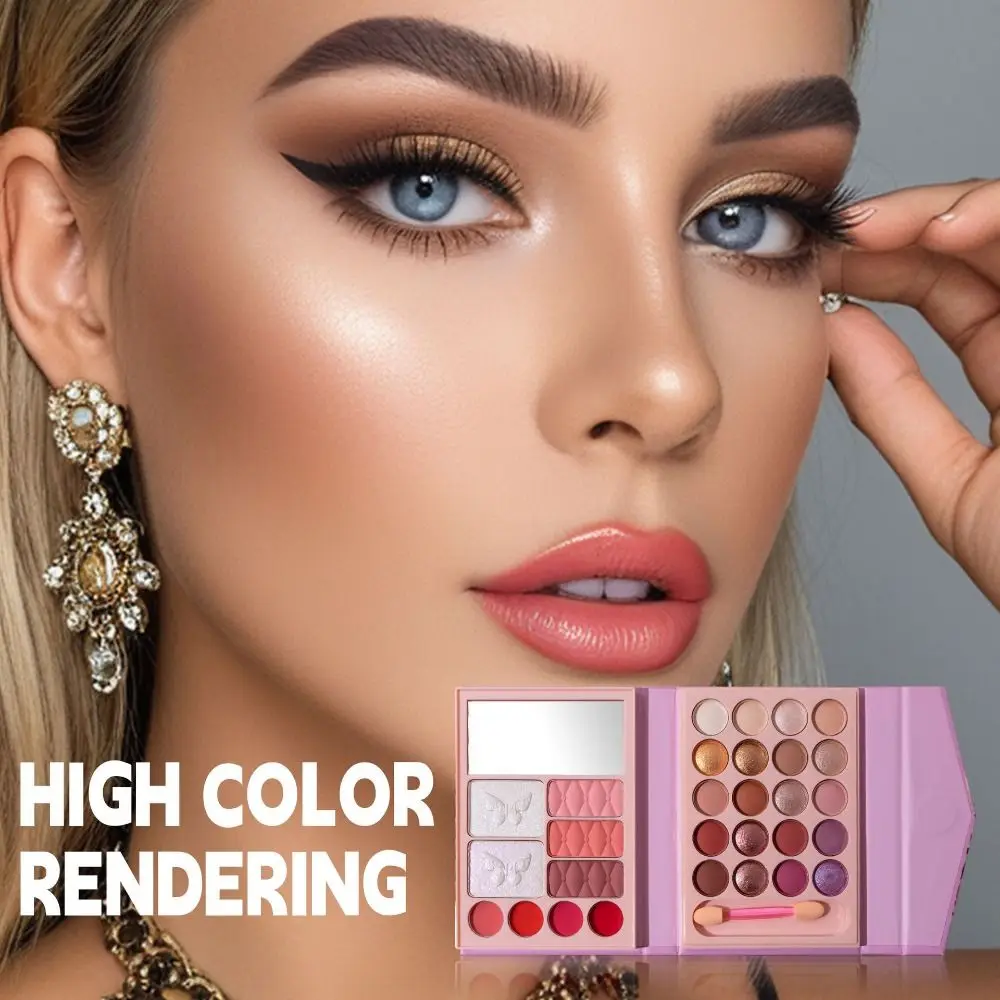 

All in One Travel Makeup Palette Kit Pearlescent Matte Portable Face Makeup Set Long Lasting Easy To Color