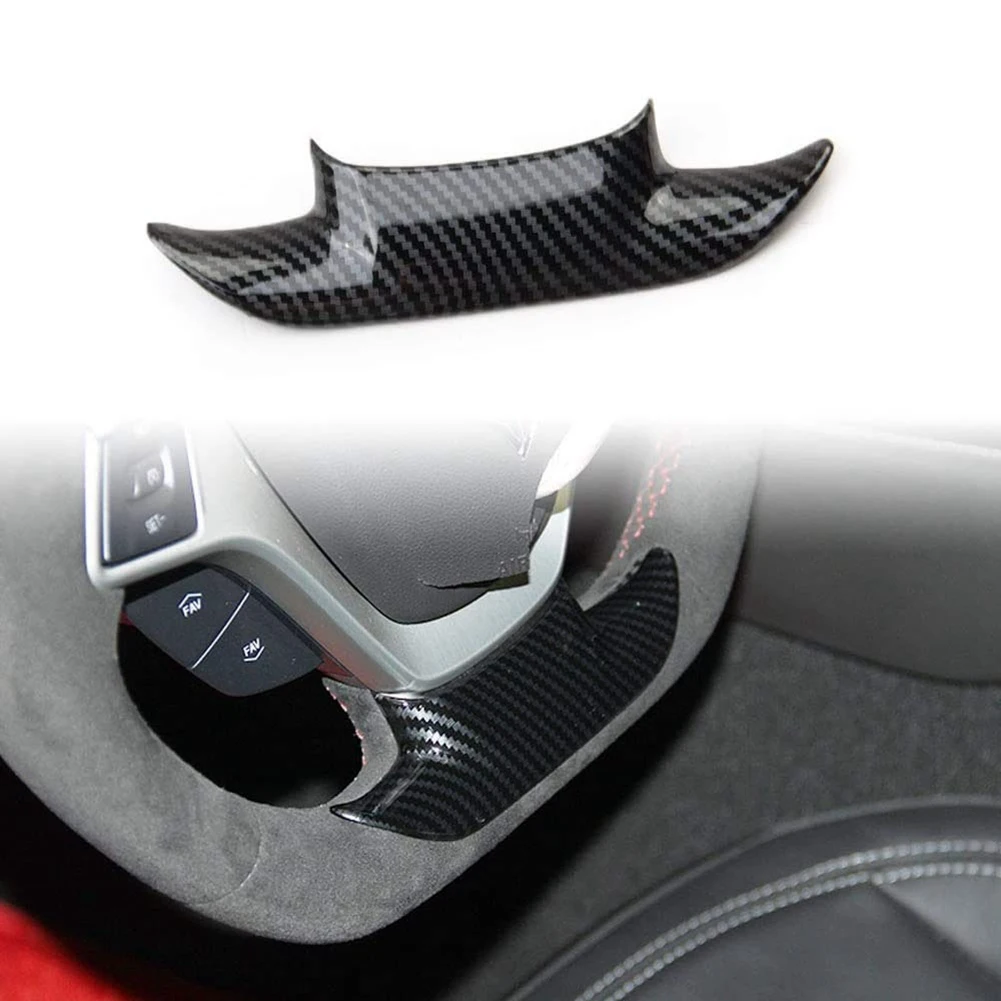 Steering Wheel Cover Trim for Chevrolet Corvette C7 2014 2015 2016 2017 2018 2019 Accessories ABS Carbon Fiber