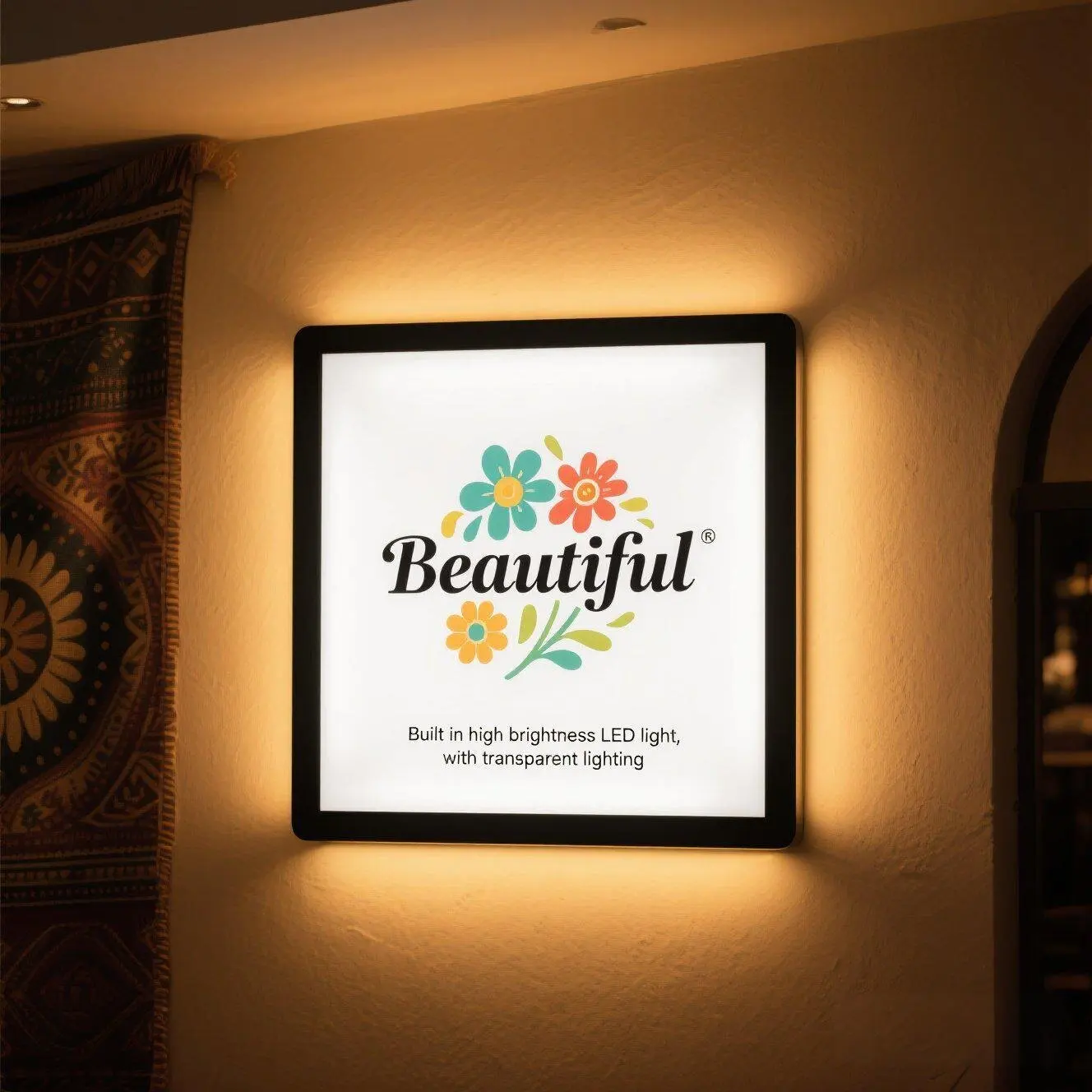 LED advertising light signboard single side acrylic business sign wall hanging store logo（Square Right Angle）