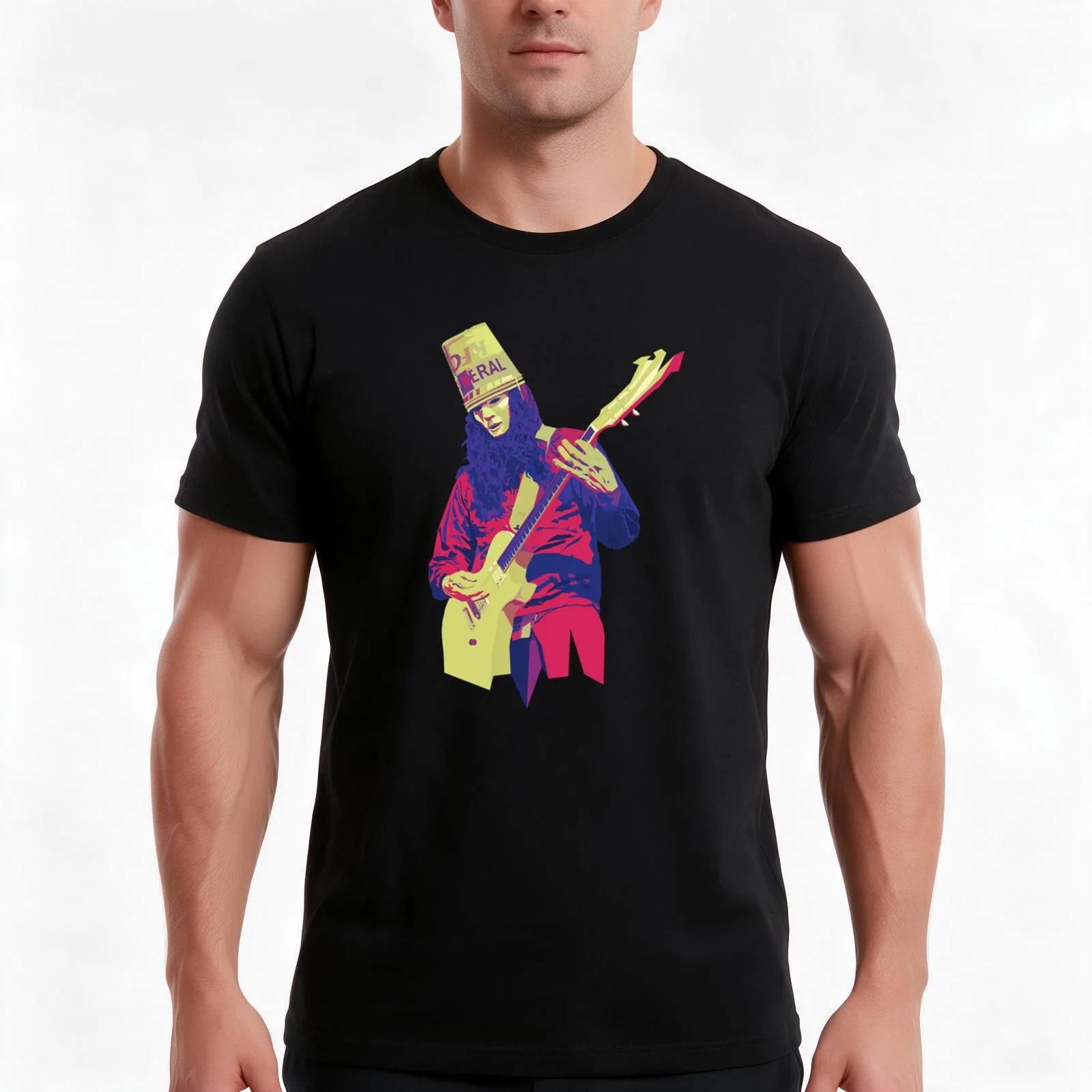 Buckethead T-Shirt, Summer Casual Cotton Tee, Oversized Streetwear Tops, Vintage Graphic Print, Loose Fit Short Sleeve
