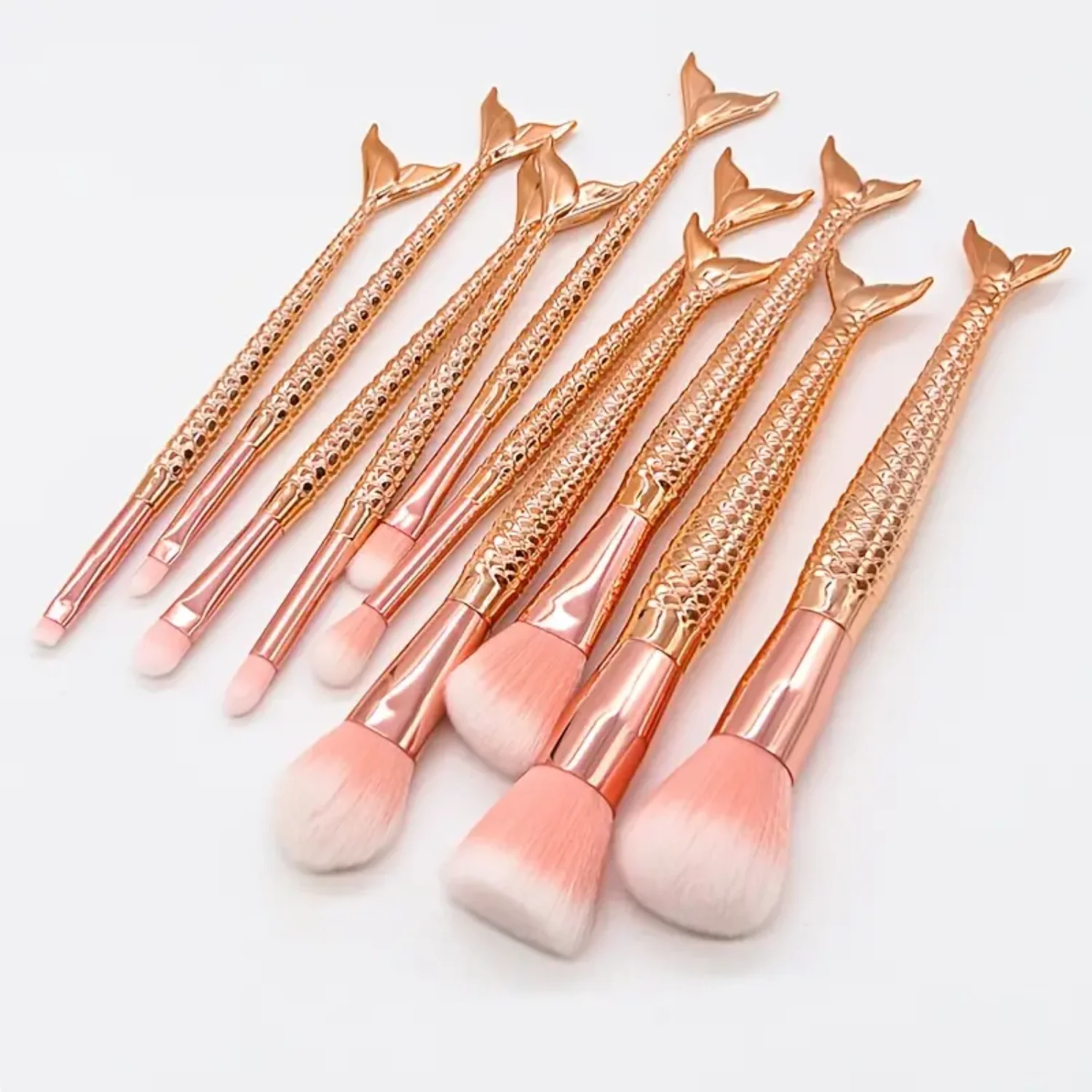 10-teiliges Roségold-Glitzer-Make-up-Pinsel-Set – synthetische Pinsel für Foundation, Rouge, Eyeliner – perfekt für Mädchen