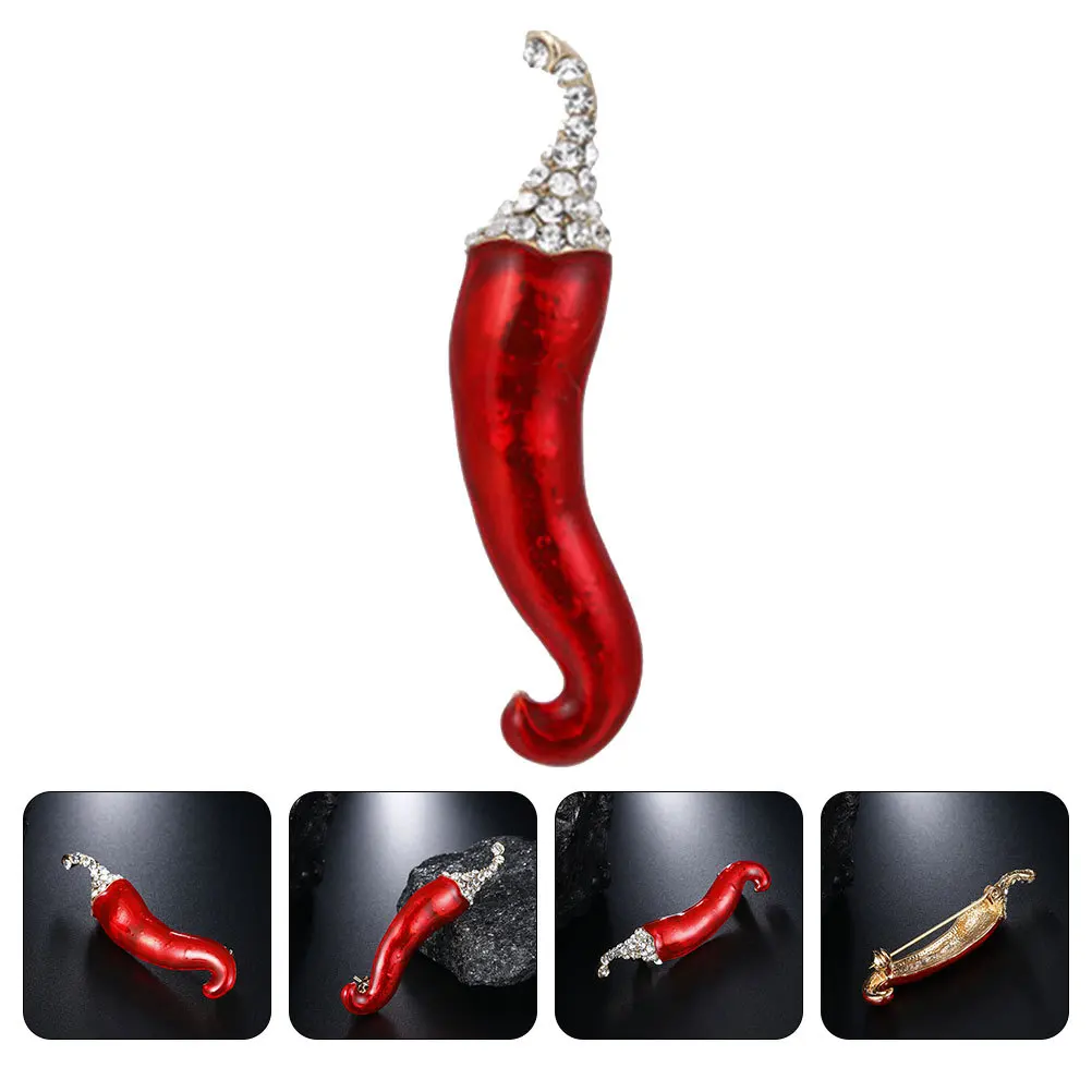 

2Pcs Pepper Brooch Pin Alloy Chili Badge Red Enamel Lapel Pin Festival Party Office Accessories Alloy Brooches