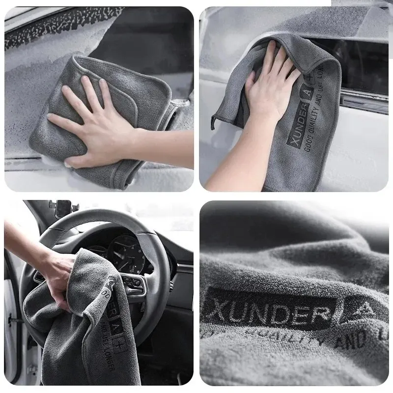 40x40cm Car Wash Towel High End Microfiber Soft Drying Cloth Auto Body Cleaning Double Layer Plush Thicken Water Absorption Rag