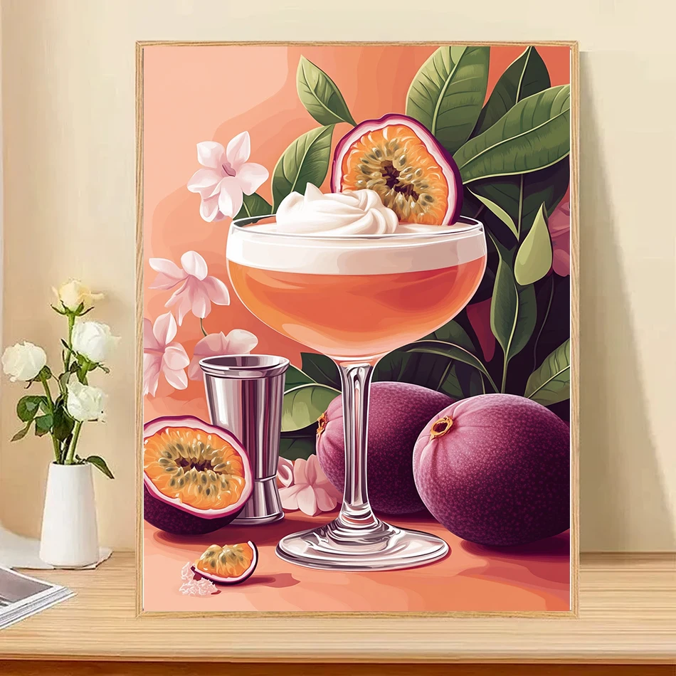 

1pc frameless Simple Painting By Numbers Easy fruit drinks Diy Crafts Coloring By Numbers Acrylic Paint Kit Handmade Art Supplie