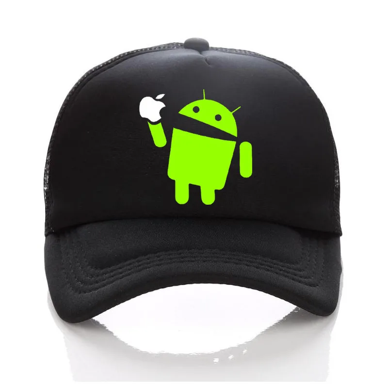 Android Spoof Game Hats Adult/ Children Trucker Cap Men Snapbacks Funny Android Robot Sun Hat Adjust Kids Baseball Cap