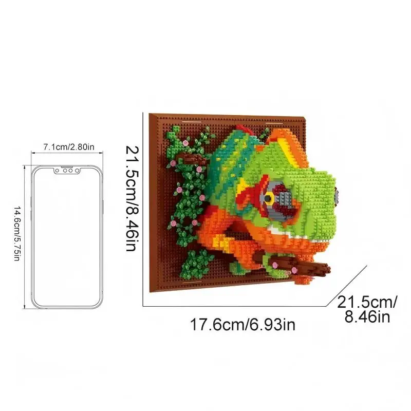 Jouet de bloc de construction caméléon, peut être mural ou placé sur un bureau, assemblage amusant pour adultes, Saint-Valentin, cadeau d'anniversaire