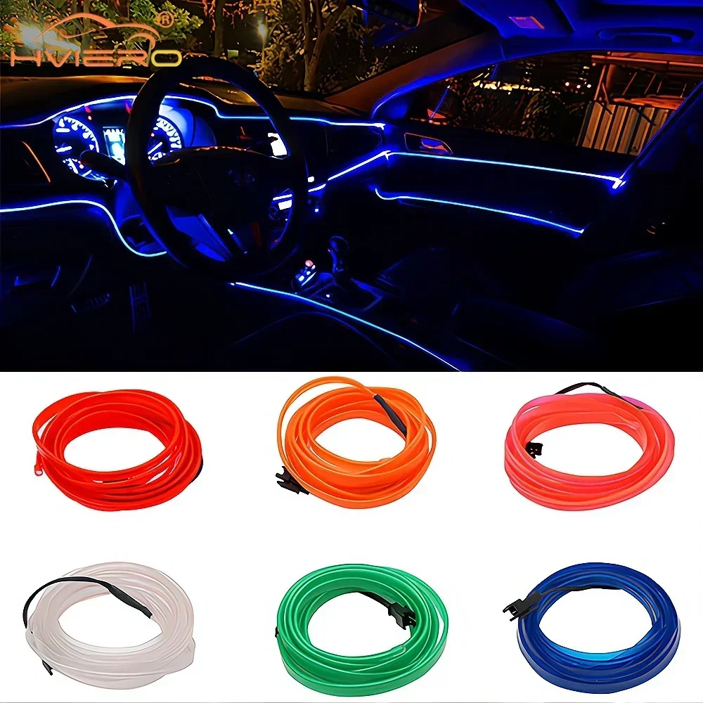 3Meters Neon LED Automotive Interior Lighting Strip Garland EL Line European Decorative Light Flexible Car Accessories Tube Tool