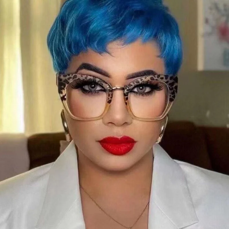 Eye Large Frame Personality Frame Trendy Plain Rice Nail  Myopia Discoloration Prescription Glasses