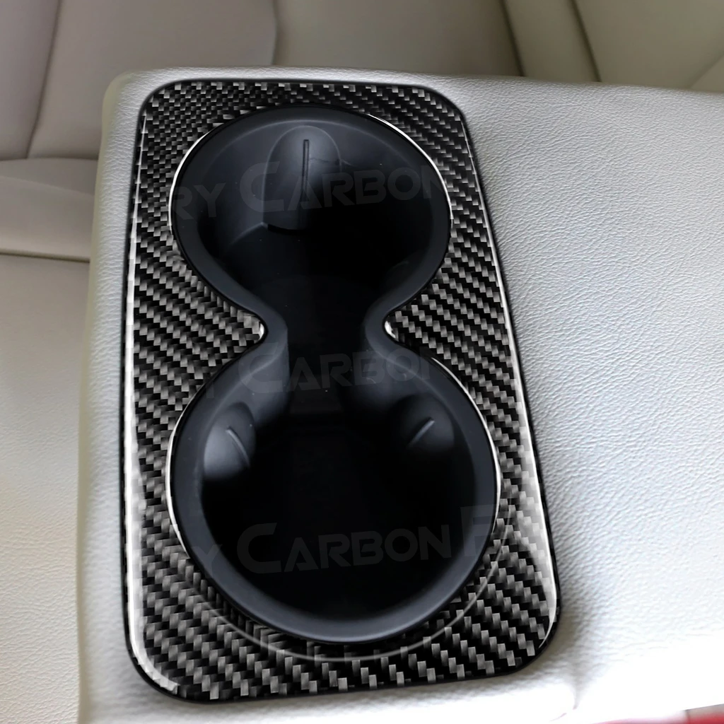 

JCYECF 1Pcs Carbon Fiber Rear Seat Water Cup Holder Trim Cover Decor Car Accesories Interior Car Trim for Cadillac XT5 2016-2019