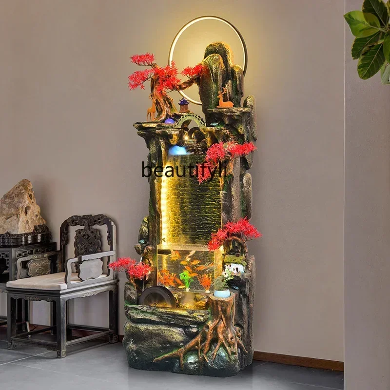 35fish tank rockery flowing water fountain, alpine water wheel floor feng shui wheel ornament circulation water feature