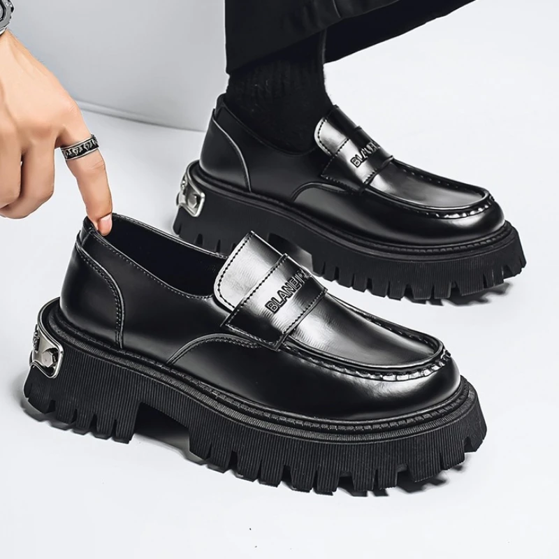 

Men's Thick-soled Solid Color Simple and Trendy Design Baotou Four Seasons Large-sized Versatile Formal Leather Casual Shoes