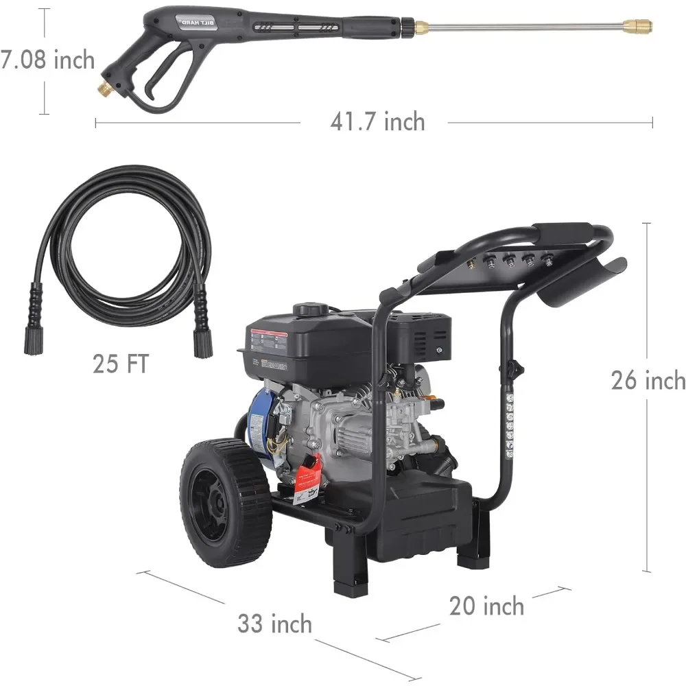 Washer, 2.5 GPM 3500 PSI Axial Pump Gas Power Washer Heavy Duty, 4-Cycle 224cc Engine, Include Spray Wand,