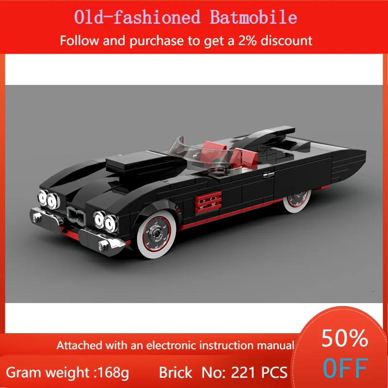 

221, детали, городская скорость, модель строительного блока, винтажный автомобиль с Бэтмобилем для мальчиков, взрослых, детей, Рождественский подарок, игрушка
