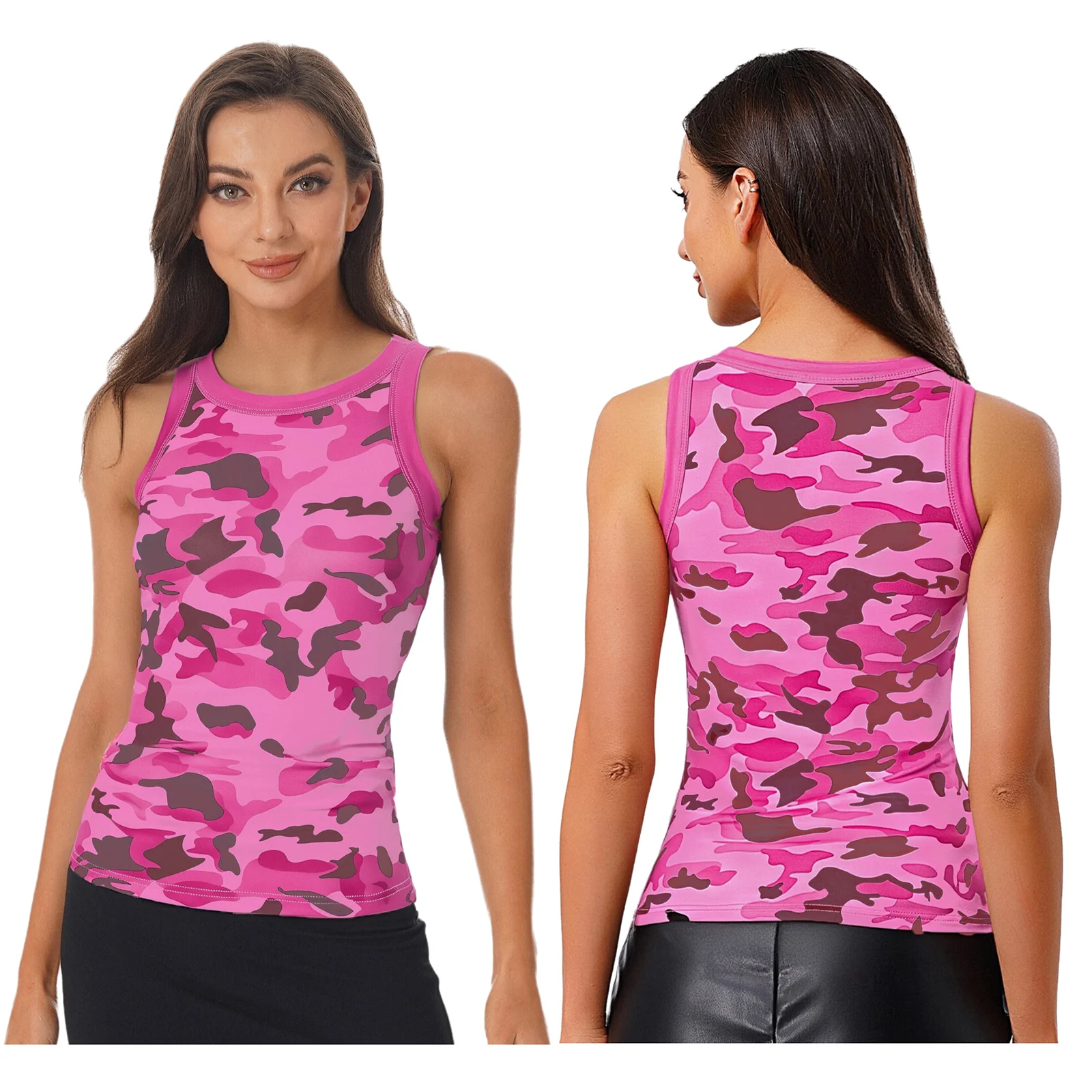 

Stylish Versatile Sleeveless Blouse with Camo Print And Comfort Fit Tank Top Women Camouflage Vest for Casual Outings And Travel