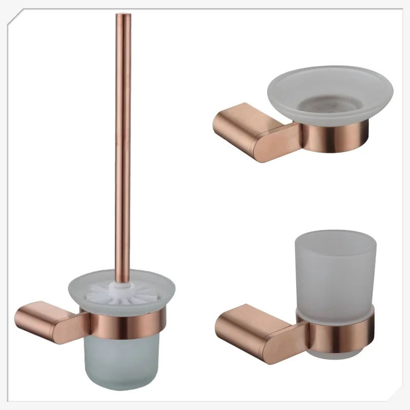 

Brushed Rose Gold Bathroom Pendant Towel Holder Towel pole Tissue Hook Toilet Brush Bathrobe Hook Soap Disc Bathroom Hardware