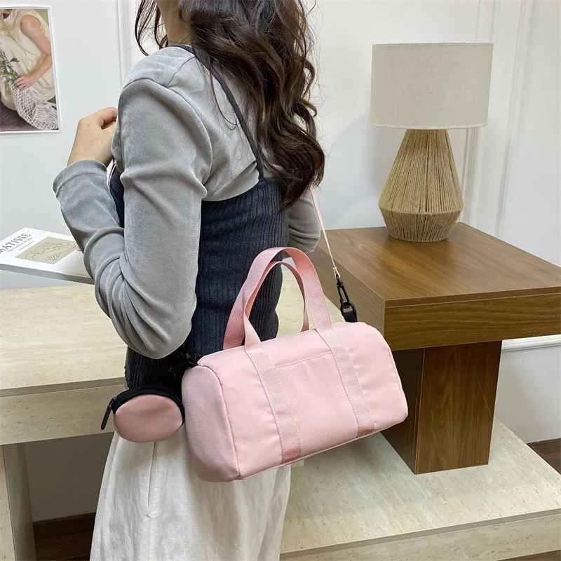 Casual Pure Color Commuter Women's Single Shoulder Bag Simple Urban Canvas Medium Square Bag Zipper Opening Soft Handbag