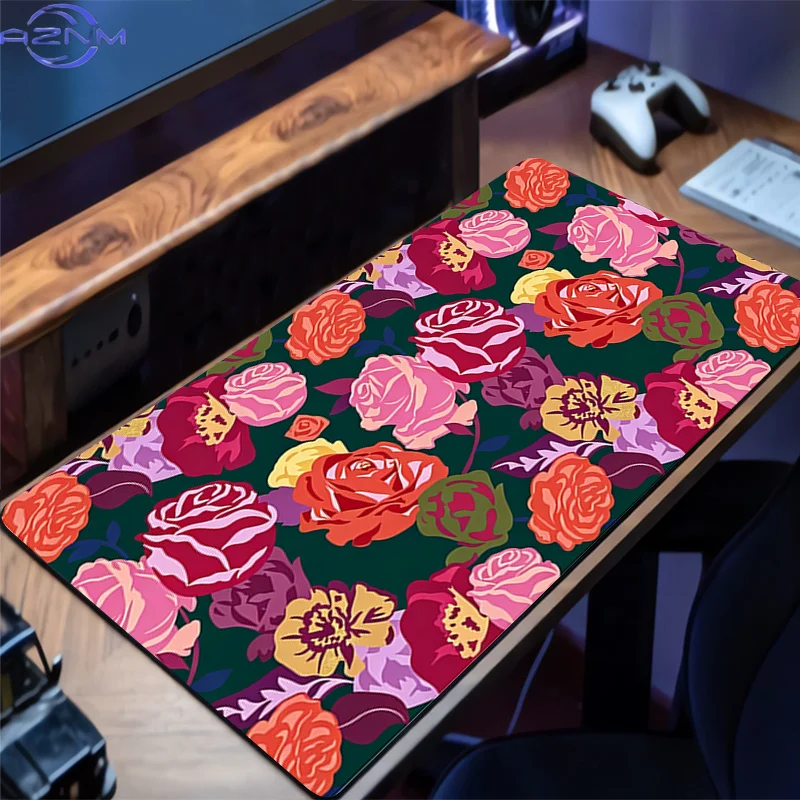 Kawaii Mouse Pad Beautiful Artistic Flowers Anime Gabinete Gamer Computer Desk Mat Keyboard Gaming Accessories Mousepad