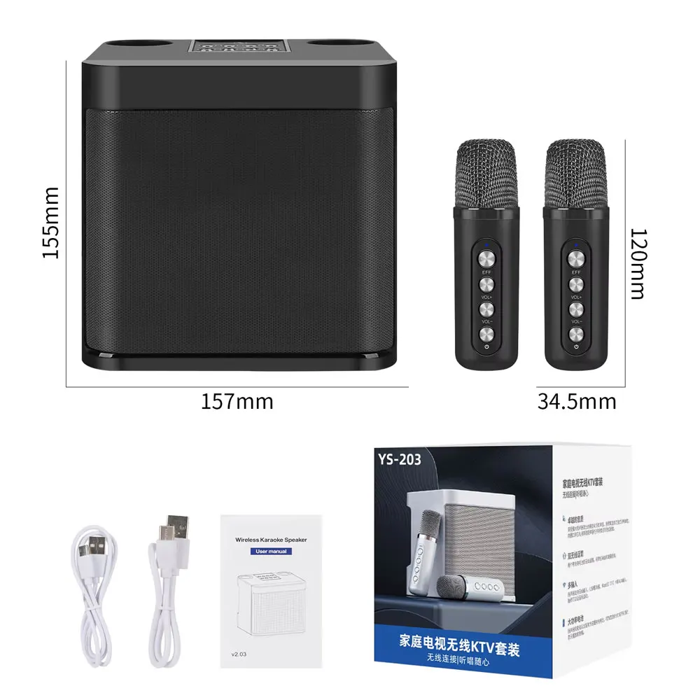 Micrófono Dual inalámbrico profesional para Karaoke, altavoz portátil HIFI inalámbrico con Bluetooth, micrófono para el hogar para fiesta