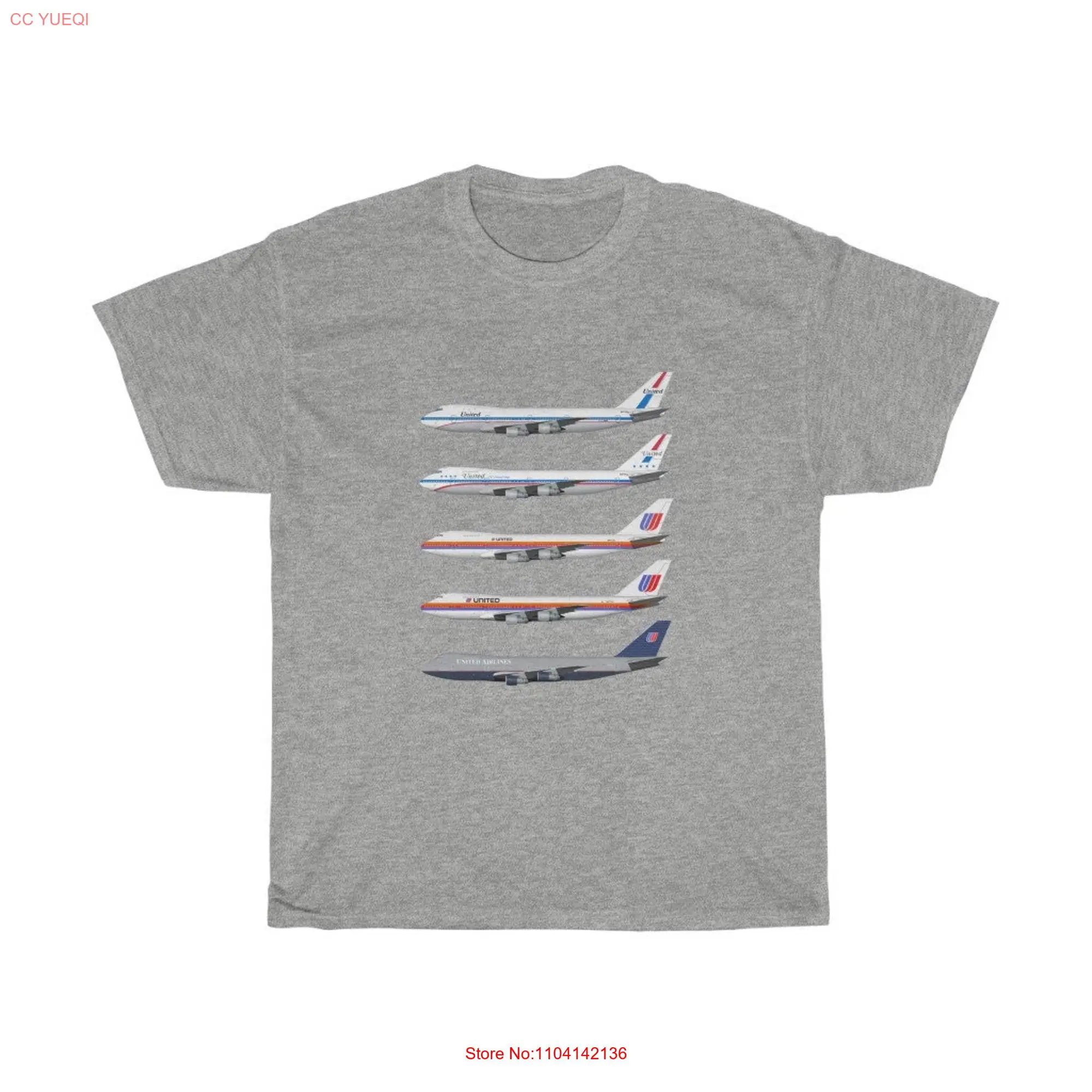 United Airlines Boeing 747 100 Livery Evolution T Shirt long or short sleeves