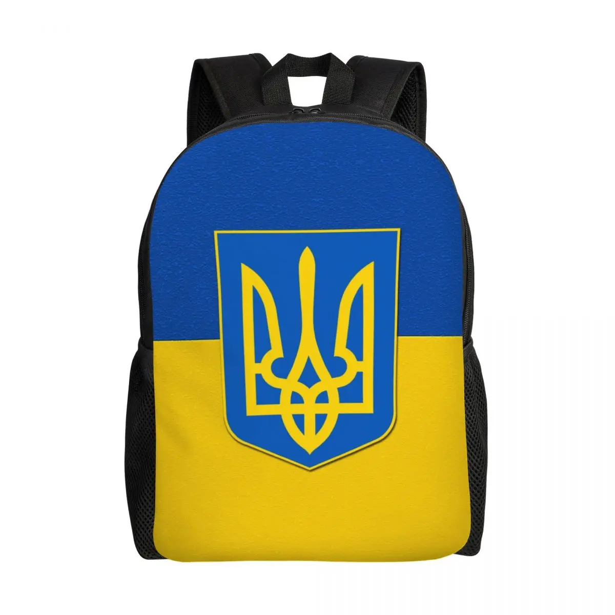 Flag Of Ukraine And Coat Of Arms Of Ukraine Backpack for Waterproof School College Ukrainian Patriotic Gift Bag Print Bookbags