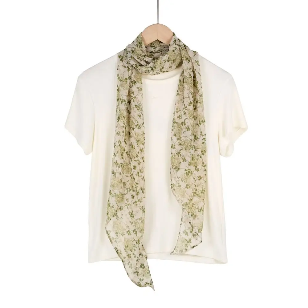 

Multifunction Ribbon Leopard Print Scarf Flower Thin Scarf Headband Neckerchief French Style Long Scarves Beach