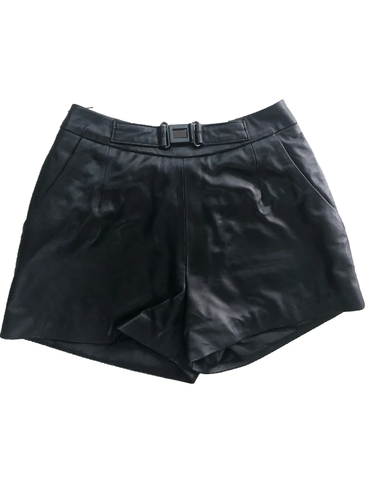 Real eep Pantalones de cuero ort Pantalones sueltos de pierna ancha de una línea para mujer Versión limpia Bla Pantalones bootcut Pantalones calientes Otoño Invierno...