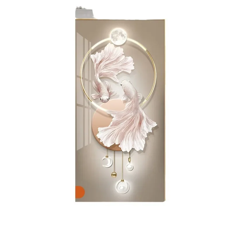 Modern light luxury entrance koi entrance decoration painting, high-end sense of aisle, corridor end hanging painting, backgroun