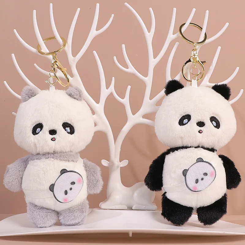 New-style fragrant panda plush pendant bag keychain cute creative doll machine gift couple bag accessories birthday gift