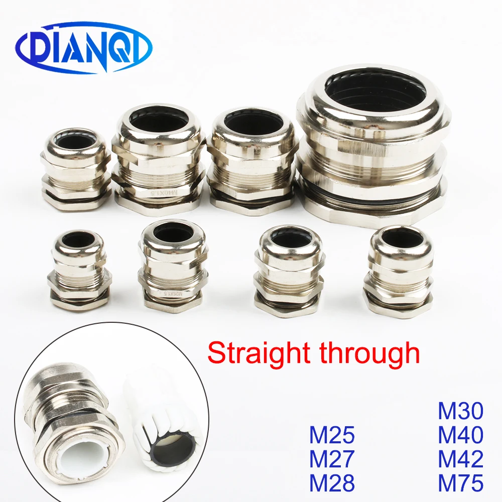 

Brass Metal cable glands M25x1.5 M27x1.5(2) M28 M30 M32 M40 M42 M75 Waterproof Connector Cable Gland Straight through