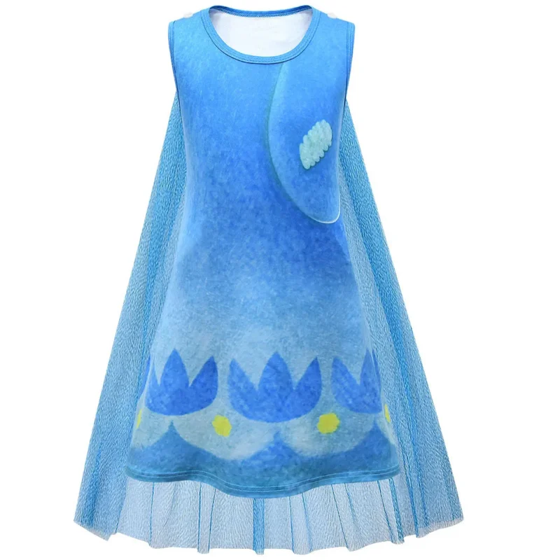 Girl Trolls2 Poppy Dress-Up Cosplay Costume Fancy Party Princess Nightdress with Cape And Wig