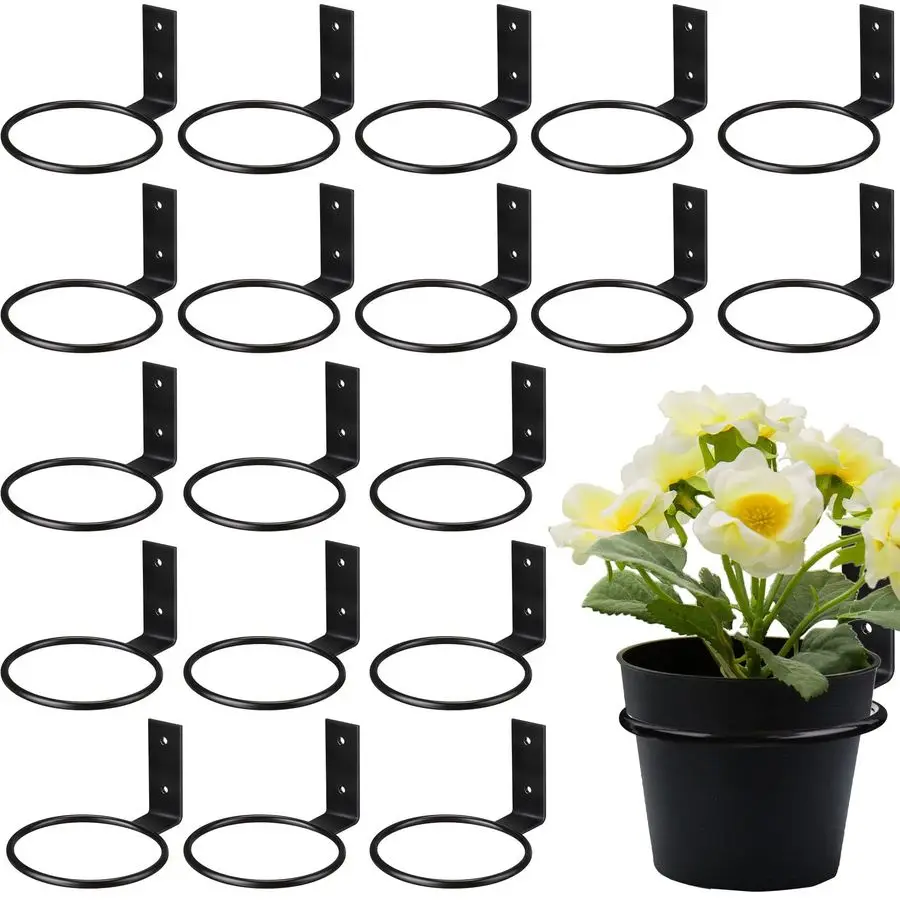 

20 шт. настенных кольцевых держателей для цветочных горшков, металлические крючки-подвески для растений, кронштейны для балкона, дома, сада