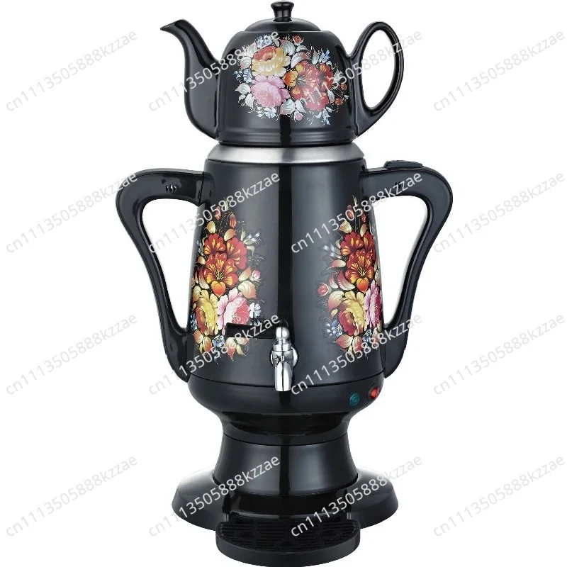 Floral Print Stainless Steel Kettle – Double Wall Electric Thermos for Russian/Turkish Market