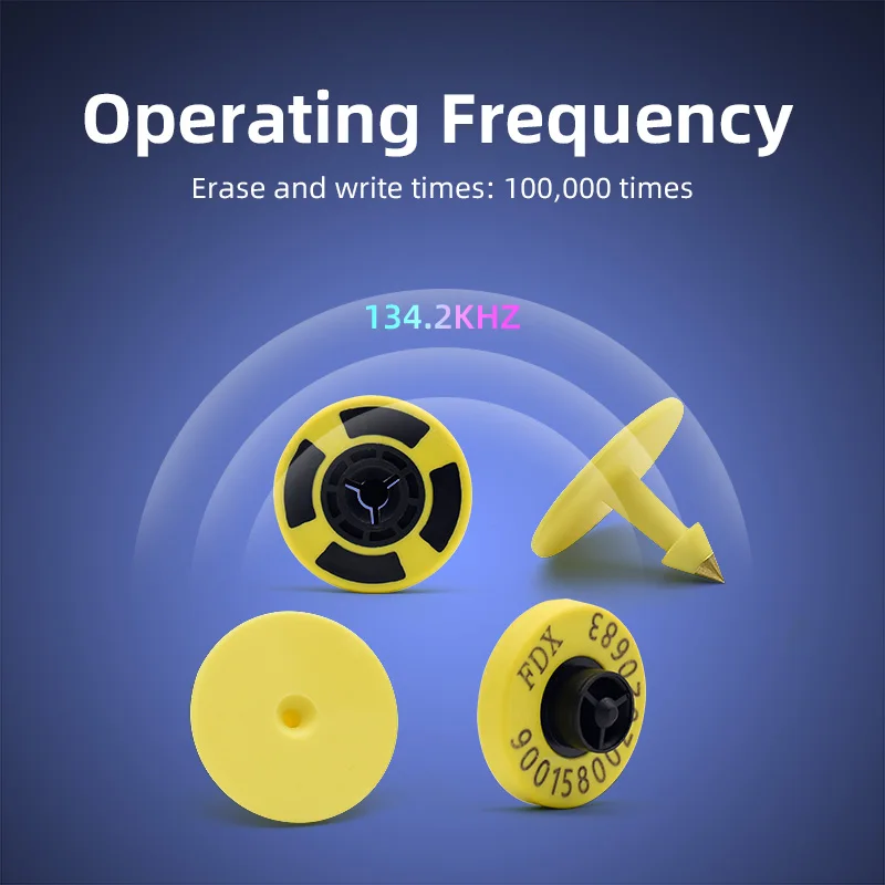 Etichetta auricolare per animali 134,2 KHz ISO11785 Etichetta auricolare RFID passiva standard LF FDX-B per la gestione di bovini, ovini, maiali