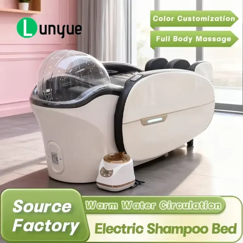 Electric Shampoo Bed with Water Circulation and Steamer Full Body Massage Chair for Barber Shop Spa Professional Beauty